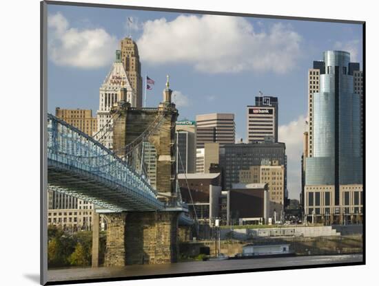 City Skyline along the Ohio River, Cincinnati, Ohio-Walter Bibikow-Mounted Photographic Print