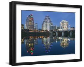 City Skyline Along Town Lake, Austin, Texas, USA-Walter Bibikow-Framed Photographic Print