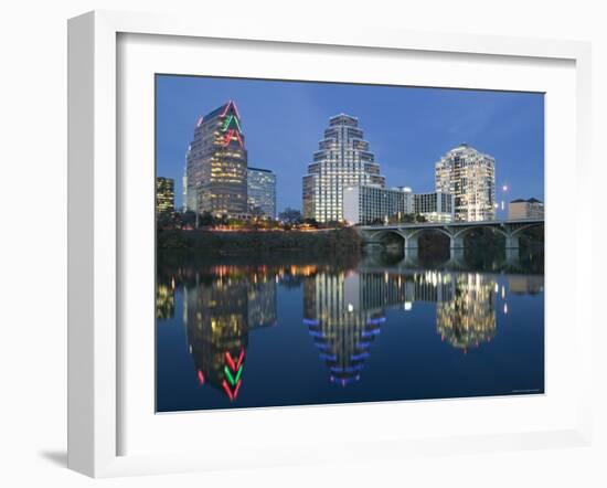 City Skyline Along Town Lake, Austin, Texas, USA-Walter Bibikow-Framed Photographic Print