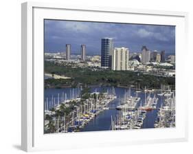 City Skyline and Beach, Honolulu, Oahu, Hawaii-Randa Bishop-Framed Photographic Print