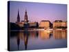 City Skyline and Binnenalster Lake, Hamburg, Schleswig-Holstein, Germany-Steve Vidler-Stretched Canvas