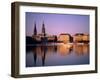 City Skyline and Binnenalster Lake, Hamburg, Schleswig-Holstein, Germany-Steve Vidler-Framed Photographic Print