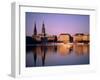 City Skyline and Binnenalster Lake, Hamburg, Schleswig-Holstein, Germany-Steve Vidler-Framed Photographic Print