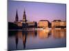 City Skyline and Binnenalster Lake, Hamburg, Schleswig-Holstein, Germany-Steve Vidler-Mounted Photographic Print