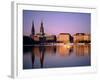 City Skyline and Binnenalster Lake, Hamburg, Schleswig-Holstein, Germany-Steve Vidler-Framed Photographic Print