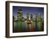 City Skyline and Brisbane River at Night, Brisbane, Queensland, Australia-Mark Mawson-Framed Photographic Print