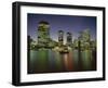 City Skyline and Brisbane River at Night, Brisbane, Queensland, Australia-Mark Mawson-Framed Photographic Print