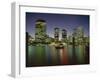 City Skyline and Brisbane River at Night, Brisbane, Queensland, Australia-Mark Mawson-Framed Photographic Print