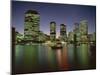 City Skyline and Brisbane River at Night, Brisbane, Queensland, Australia-Mark Mawson-Mounted Photographic Print