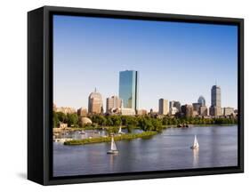 City Skyline and Charles River, Boston, Massachusetts, USA-Amanda Hall-Framed Stretched Canvas