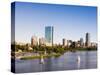 City Skyline and Charles River, Boston, Massachusetts, USA-Amanda Hall-Stretched Canvas