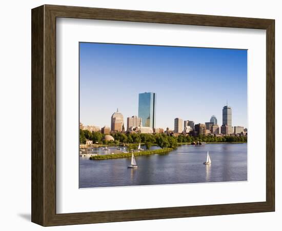 City Skyline and Charles River, Boston, Massachusetts, USA-Amanda Hall-Framed Photographic Print