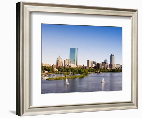 City Skyline and Charles River, Boston, Massachusetts, USA-Amanda Hall-Framed Photographic Print