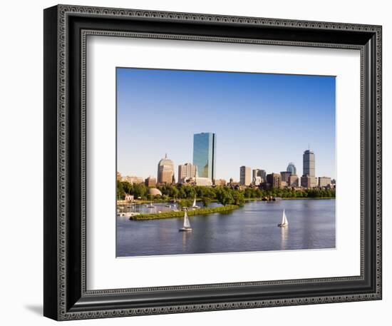 City Skyline and Charles River, Boston, Massachusetts, USA-Amanda Hall-Framed Photographic Print