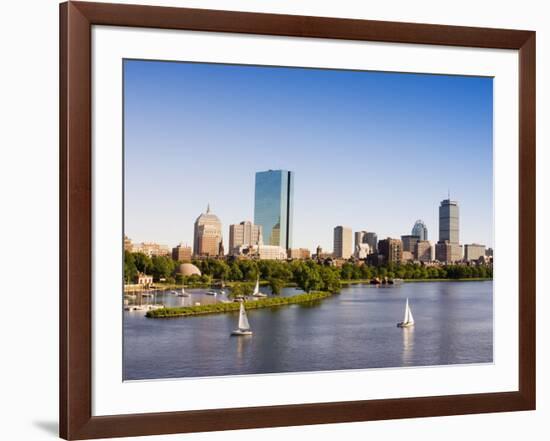 City Skyline and Charles River, Boston, Massachusetts, USA-Amanda Hall-Framed Photographic Print