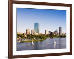 City Skyline and Charles River, Boston, Massachusetts, USA-Amanda Hall-Framed Photographic Print