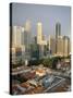 City Skyline and Chinatown Rooftops, Singapore-Steve Vidler-Stretched Canvas