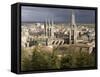 City Skyline and Christian Cathedral, Burgos, Castilla-Leon (Castile), Spain-John Miller-Framed Stretched Canvas