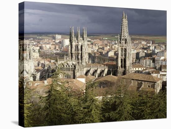 City Skyline and Christian Cathedral, Burgos, Castilla-Leon (Castile), Spain-John Miller-Stretched Canvas