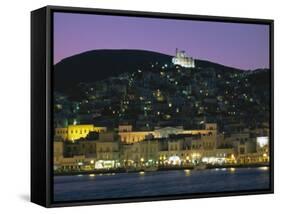 City Skyline and Church of Anastasis, Ermoupolis City, Syros Island, Cyclades Islands, Greece-Gavin Hellier-Framed Stretched Canvas