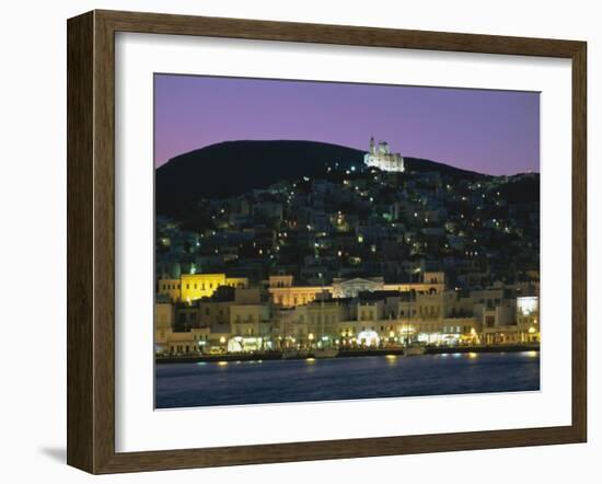 City Skyline and Church of Anastasis, Ermoupolis City, Syros Island, Cyclades Islands, Greece-Gavin Hellier-Framed Photographic Print