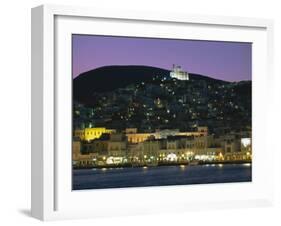 City Skyline and Church of Anastasis, Ermoupolis City, Syros Island, Cyclades Islands, Greece-Gavin Hellier-Framed Photographic Print