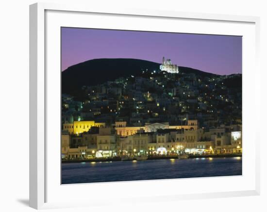 City Skyline and Church of Anastasis, Ermoupolis City, Syros Island, Cyclades Islands, Greece-Gavin Hellier-Framed Photographic Print