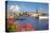 City Skyline and Flowers, Stockholm, Sweden, Scandinavia, Europe-Frank Fell-Stretched Canvas