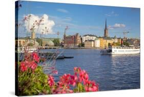 City Skyline and Flowers, Stockholm, Sweden, Scandinavia, Europe-Frank Fell-Stretched Canvas