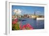 City Skyline and Flowers, Stockholm, Sweden, Scandinavia, Europe-Frank Fell-Framed Photographic Print