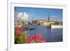 City Skyline and Flowers, Stockholm, Sweden, Scandinavia, Europe-Frank Fell-Framed Photographic Print