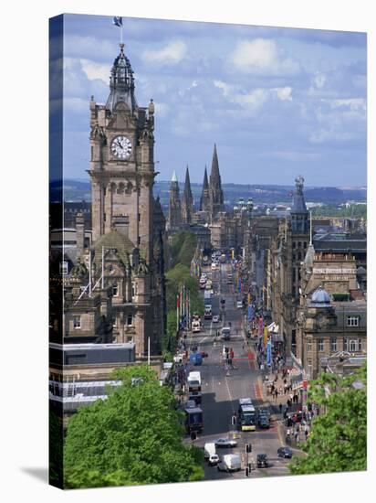 City Skyline and High Level View over Princes Street, City Centre, Edinburgh, Lothian, Scotland, UK-Neale Clarke-Stretched Canvas