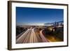 City Skyline and Interstate 90 and 5 from Jose Rizal Bridge in Downtown Seattle, Washington State-Chuck Haney-Framed Photographic Print