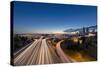 City Skyline and Interstate 90 and 5 from Jose Rizal Bridge in Downtown Seattle, Washington State-Chuck Haney-Stretched Canvas