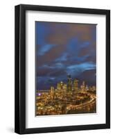 City skyline and Interstate 90 and 5 from Rizal Bridge in downtown Seattle, Washington State, USA-Chuck Haney-Framed Photographic Print