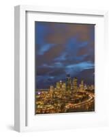 City skyline and Interstate 90 and 5 from Rizal Bridge in downtown Seattle, Washington State, USA-Chuck Haney-Framed Photographic Print