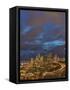 City skyline and Interstate 90 and 5 from Rizal Bridge in downtown Seattle, Washington State, USA-Chuck Haney-Framed Stretched Canvas