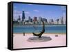 City Skyline and Lake Michigan from the Adler Planetarium, Chicago, Illinois, North America-Jenny Pate-Framed Stretched Canvas