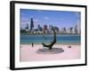 City Skyline and Lake Michigan from the Adler Planetarium, Chicago, Illinois, North America-Jenny Pate-Framed Photographic Print