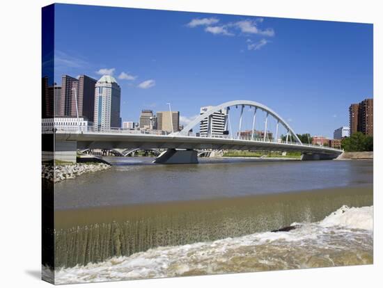 City Skyline and Main Street Bridge over the Scioto River, Columbus, Ohio, United States of America-Richard Cummins-Stretched Canvas