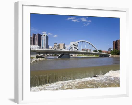 City Skyline and Main Street Bridge over the Scioto River, Columbus, Ohio, United States of America-Richard Cummins-Framed Photographic Print