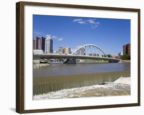 City Skyline and Main Street Bridge over the Scioto River, Columbus, Ohio, United States of America-Richard Cummins-Framed Photographic Print