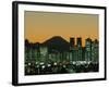 City Skyline and Mount Fuji, Night View, Tokyo, Honshu, Japan-Steve Vidler-Framed Photographic Print