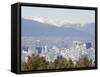 City Skyline and Mountains, Vancouver, British Columbia, Canada, North America-Christian Kober-Framed Stretched Canvas