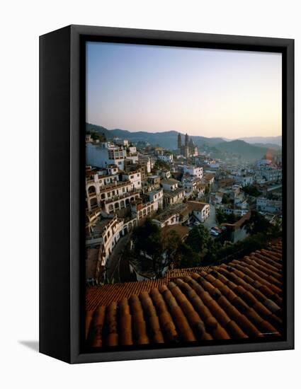 City Skyline and Rooftops, Taxco, Mexico-Steve Vidler-Framed Stretched Canvas