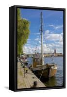 City Skyline and Sailing Ship from Norr Malarstrand, Kungsholmen, Stockholm, Sweden-Frank Fell-Framed Stretched Canvas