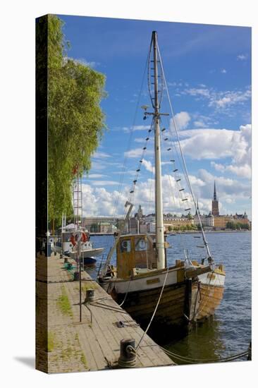 City Skyline and Sailing Ship from Norr Malarstrand, Kungsholmen, Stockholm, Sweden-Frank Fell-Stretched Canvas