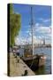 City Skyline and Sailing Ship from Norr Malarstrand, Kungsholmen, Stockholm, Sweden-Frank Fell-Stretched Canvas
