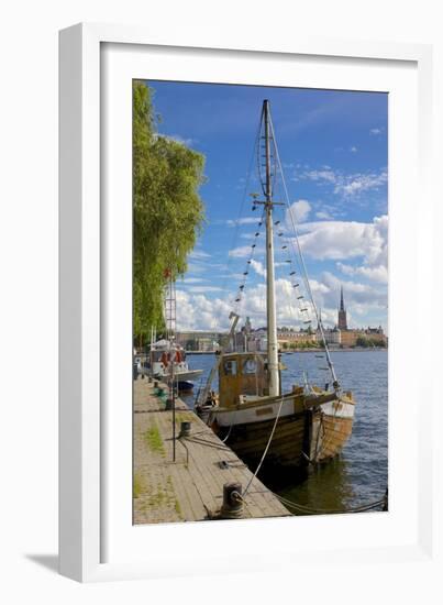 City Skyline and Sailing Ship from Norr Malarstrand, Kungsholmen, Stockholm, Sweden-Frank Fell-Framed Photographic Print