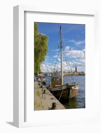 City Skyline and Sailing Ship from Norr Malarstrand, Kungsholmen, Stockholm, Sweden-Frank Fell-Framed Photographic Print